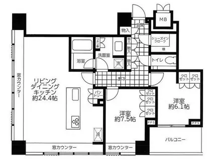 グランスイート麻布台ヒルトップタワー(2LDK/11階)の間取り写真