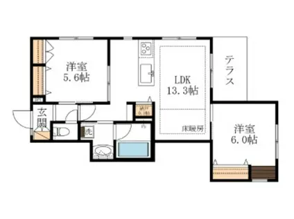 AI・GRANDIR逗子(2LDK/1階)の間取り写真