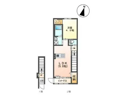 ディアドリームII(1LDK/2階)の間取り写真