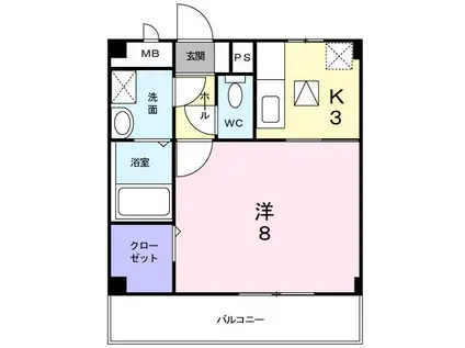 プロムナードII(1K/2階)の間取り写真