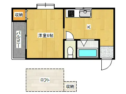フォンタル中央(1K/2階)の間取り写真