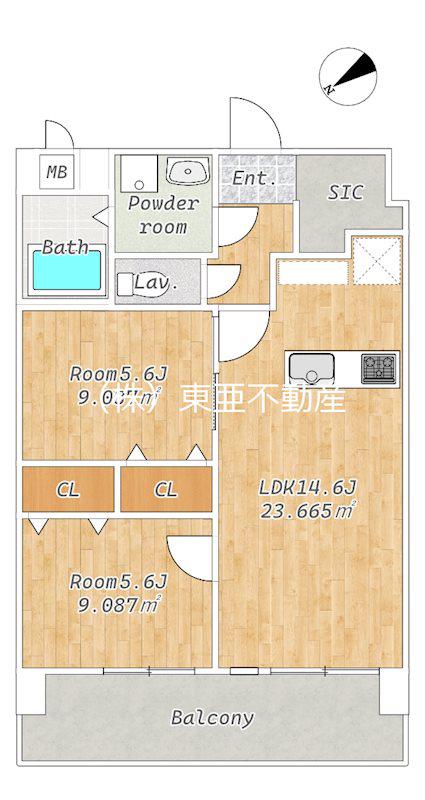 CHAINON楡木(2LDK/5階)の間取り写真