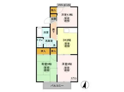 サンヴィラージュA・B(3DK/1階)の間取り写真