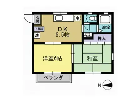 観音ハイム(2DK/2階)の間取り写真