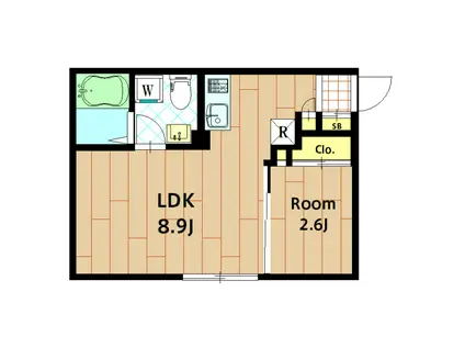 SEED JUST B-BASE II(1LDK/2階)の間取り写真