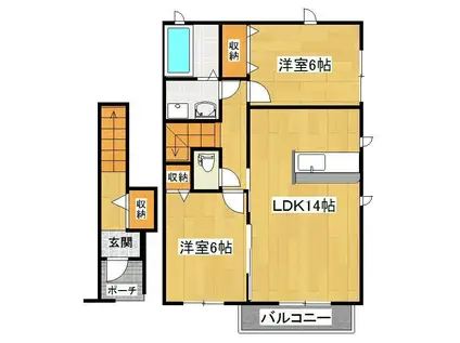 SUNPILLAR(2LDK/2階)の間取り写真