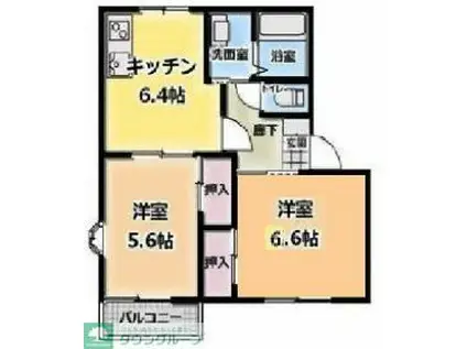 フレグランス岸(2DK/1階)の間取り写真