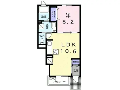 アルカディア・ジン(1LDK/1階)の間取り写真