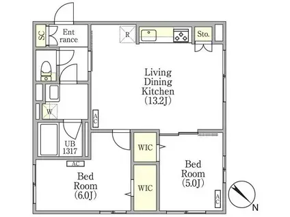ツヴァイテ小竹向原(2LDK/4階)の間取り写真