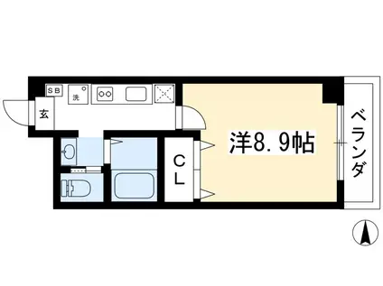 CALM北山(1K/3階)の間取り写真