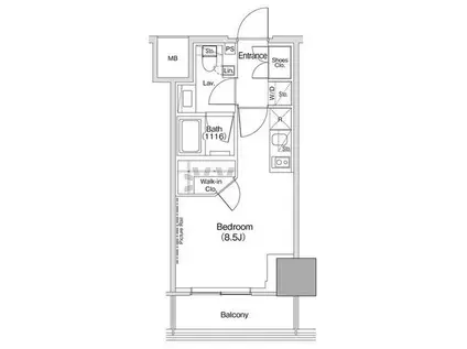 ザ・パークハビオ荏原中延駅前(ワンルーム/4階)の間取り写真
