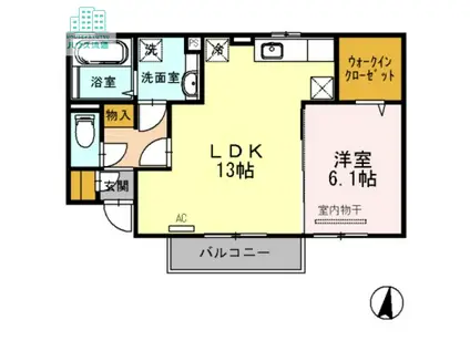ヴェルシャトレー古賀島(1LDK/1階)の間取り写真