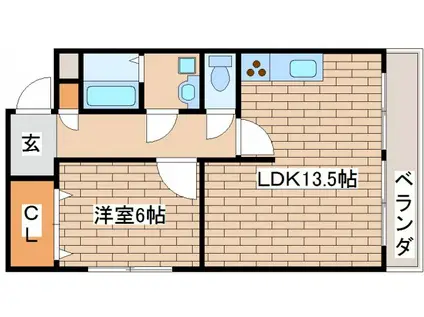 サンハイツ大田町(1LDK/3階)の間取り写真