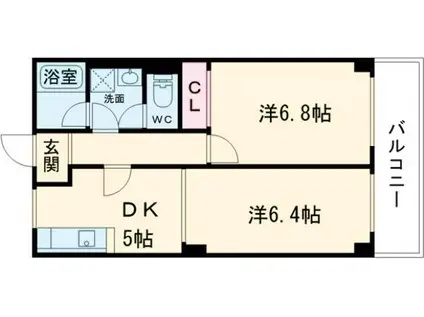 ウィステリア神戸湊川(2DK/2階)の間取り写真