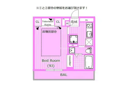 リブリエヌ(1K/2階)の間取り写真