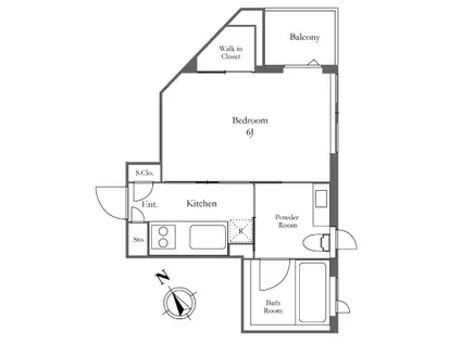 KDXレジデンス麻布仙台坂(1K/4階)の間取り写真