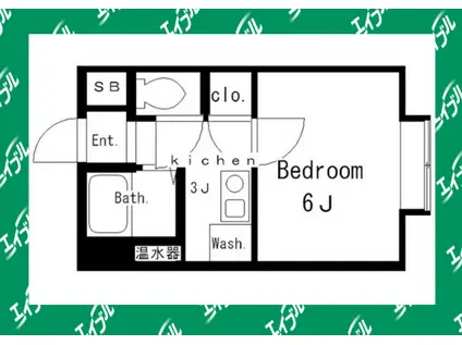 AKKNO1ビル(1K/2階)の間取り写真