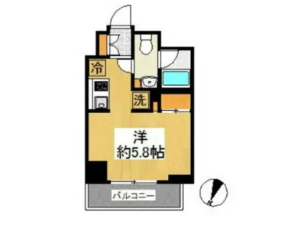 SHOKEN RESIDENCE横浜伊勢佐木町(ワンルーム/6階)の間取り写真