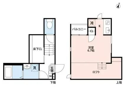 CB琴平ソレイユ(1K/2階)の間取り写真