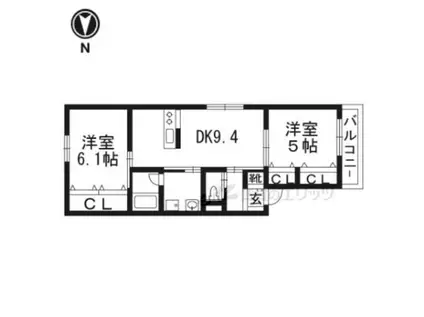 エールウッド吹田内本町(2LDK/2階)の間取り写真