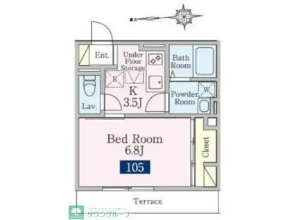 フォーチュンVIII(1K/1階)の間取り写真