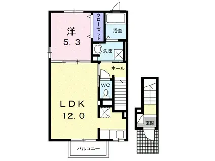 イーグレットヒルズII(1LDK/2階)の間取り写真