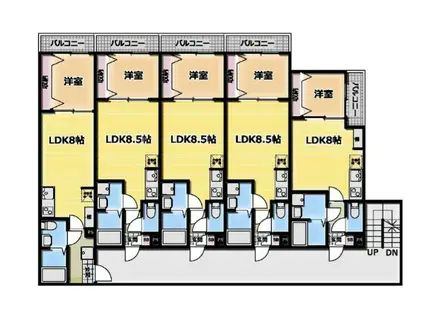 川越こもれびLYCKAリュッカ(1LDK/3階)の間取り写真