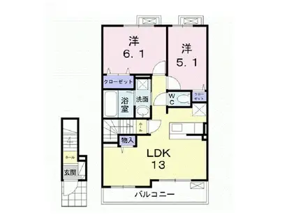 セレーネ A(2LDK/2階)の間取り写真