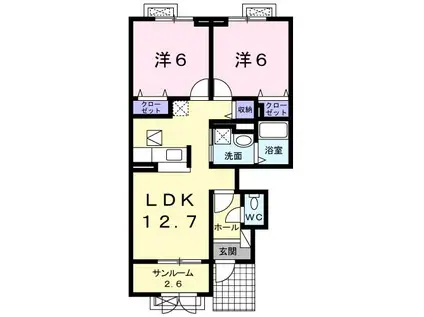 カナロア(2LDK/1階)の間取り写真