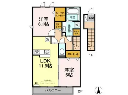 LOVE LETTER(2LDK/2階)の間取り写真