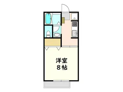 ルーブル D棟(1K/2階)の間取り写真