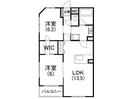 カーサブリランテ(2LDK/5階)の間取り写真