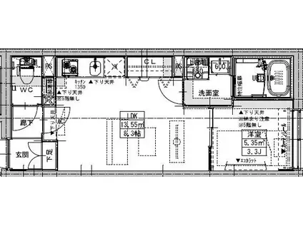 LUORE黒川(1LDK/3階)の間取り写真