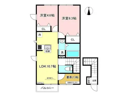 モアグレイス(2SLDK/2階)の間取り写真