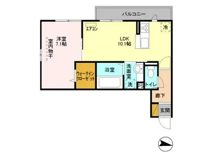 北総線 秋山駅 徒歩5分 3階建 築9年(1LDK/3階)の間取り写真