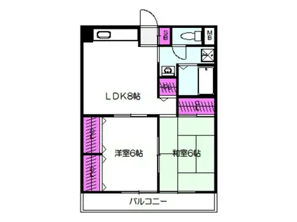 大東マンションII(2LDK/4階)の間取り写真