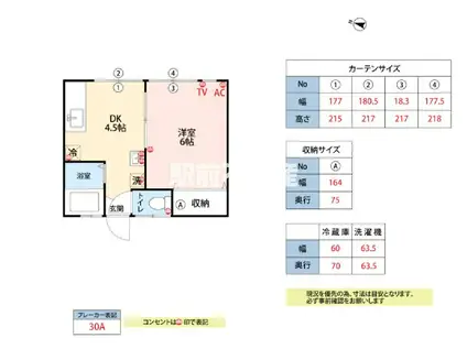 コーポ高柳(1DK/1階)の間取り写真