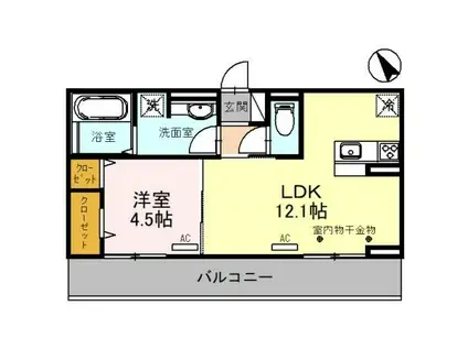 プライムアート(1LDK/2階)の間取り写真