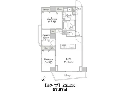 ルミーク文京千石(2SLDK/2階)の間取り写真