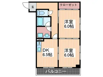 Kビル(2DK/3階)の間取り写真