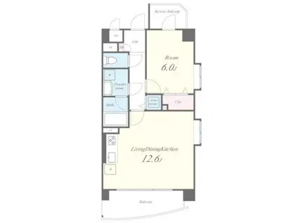 コンフォール浮間船渡(1LDK/1階)の間取り写真