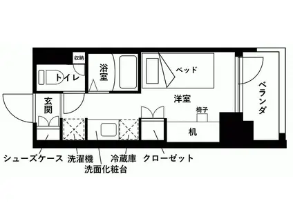 KDXレジデンス津田沼III(ワンルーム/6階)の間取り写真