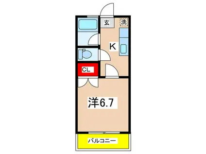 第6浅間マンション(1K/3階)の間取り写真