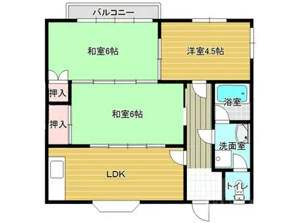 草野ハイツふみ(3LDK/1階)の間取り写真