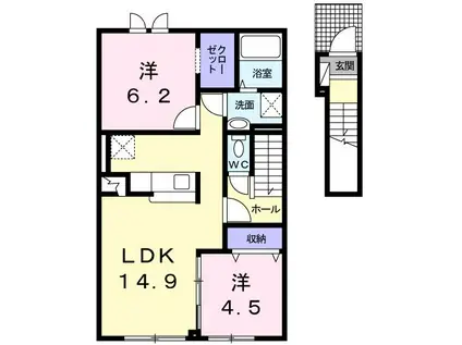 BROWNSWAYHOUSE(2LDK/2階)の間取り写真