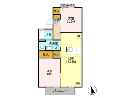 D-ROOM ガーデンハイツ103(2LDK/1階)の間取り写真