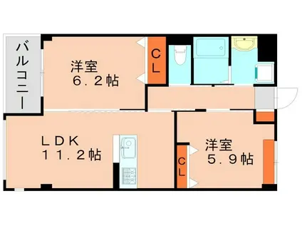 ハイルング HEILUNG(2LDK/2階)の間取り写真