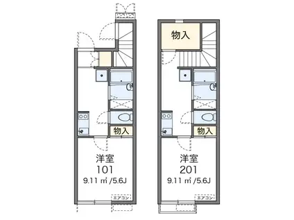 レオネクストミル フルール(1K/1階)の間取り写真