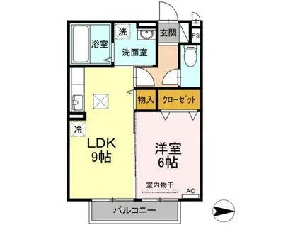 プリオールエフC棟(1LDK/1階)の間取り写真