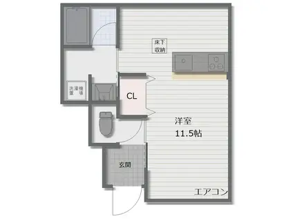 サウステラス(ワンルーム/1階)の間取り写真